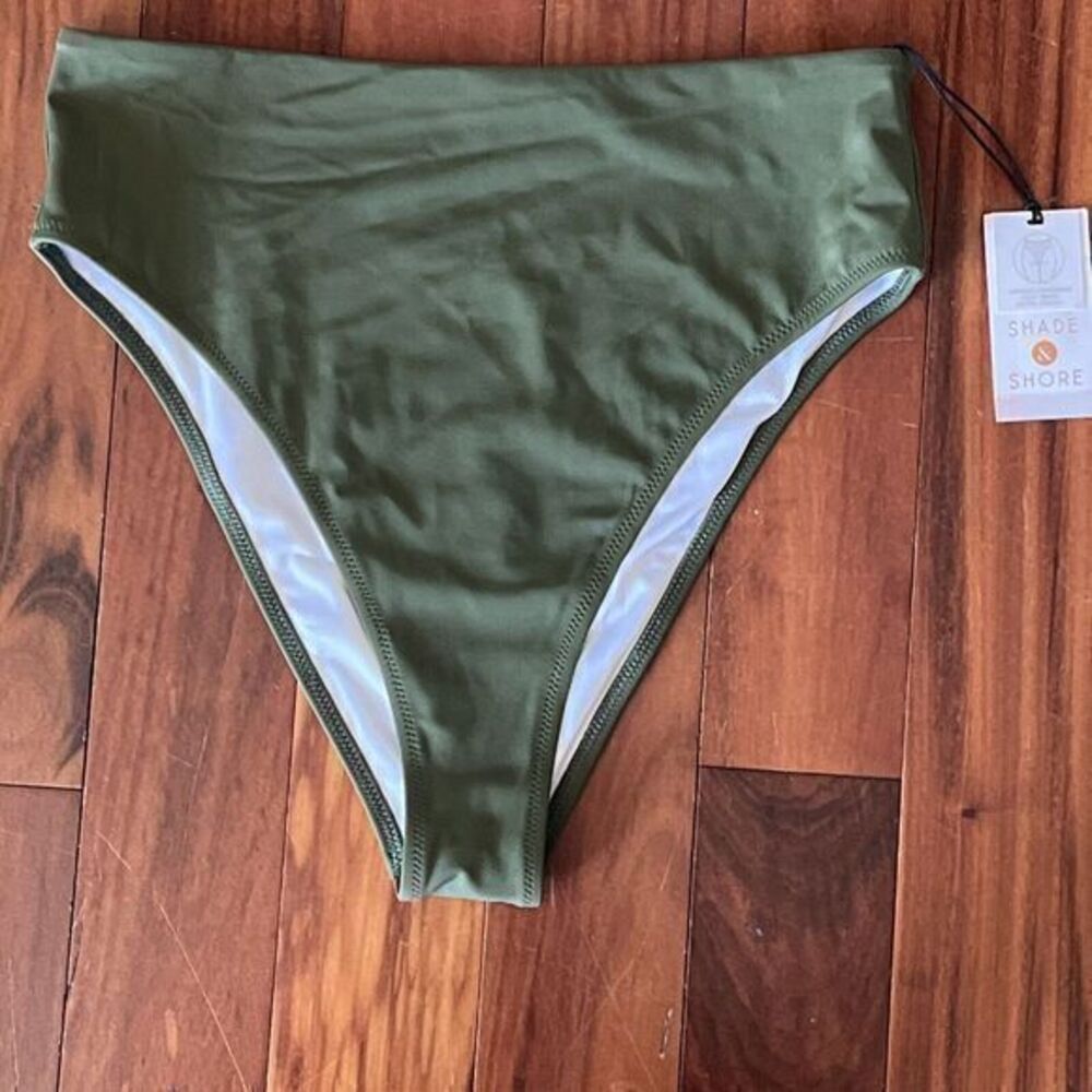 Shade & Shore Swimwear Bottom Lowest Coverage High Waist Extra Cheeky S Green